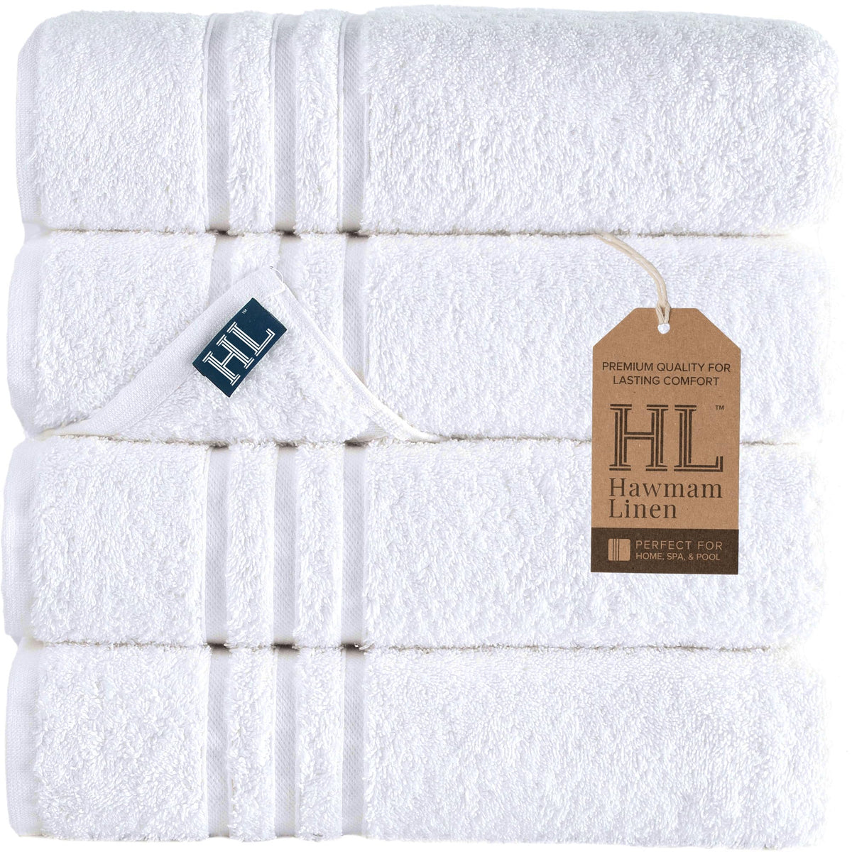 Hawmam Linen face avant montrant couleur blanche et finition, confortable