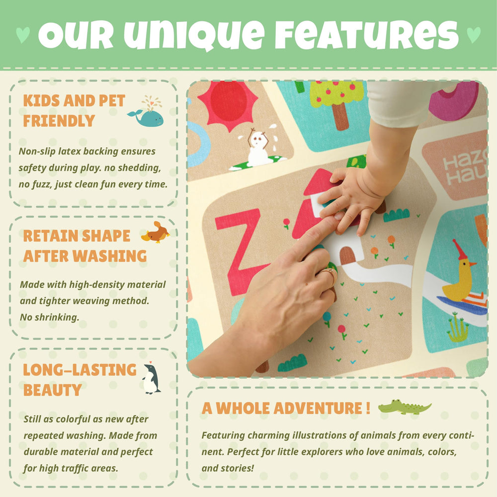 Hazo Haus étiquette produit indiquant matériaux sûrs pour enfants