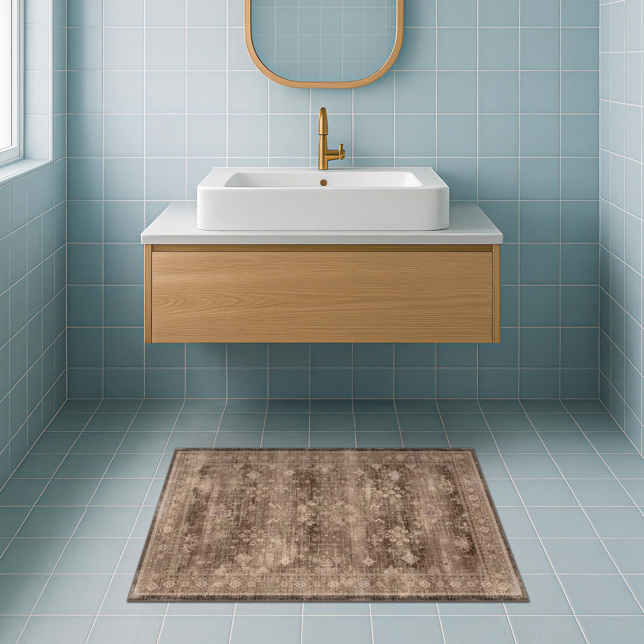 Hazo Haus tapis 2x3 comparé à une porte pour visualiser l'échelle