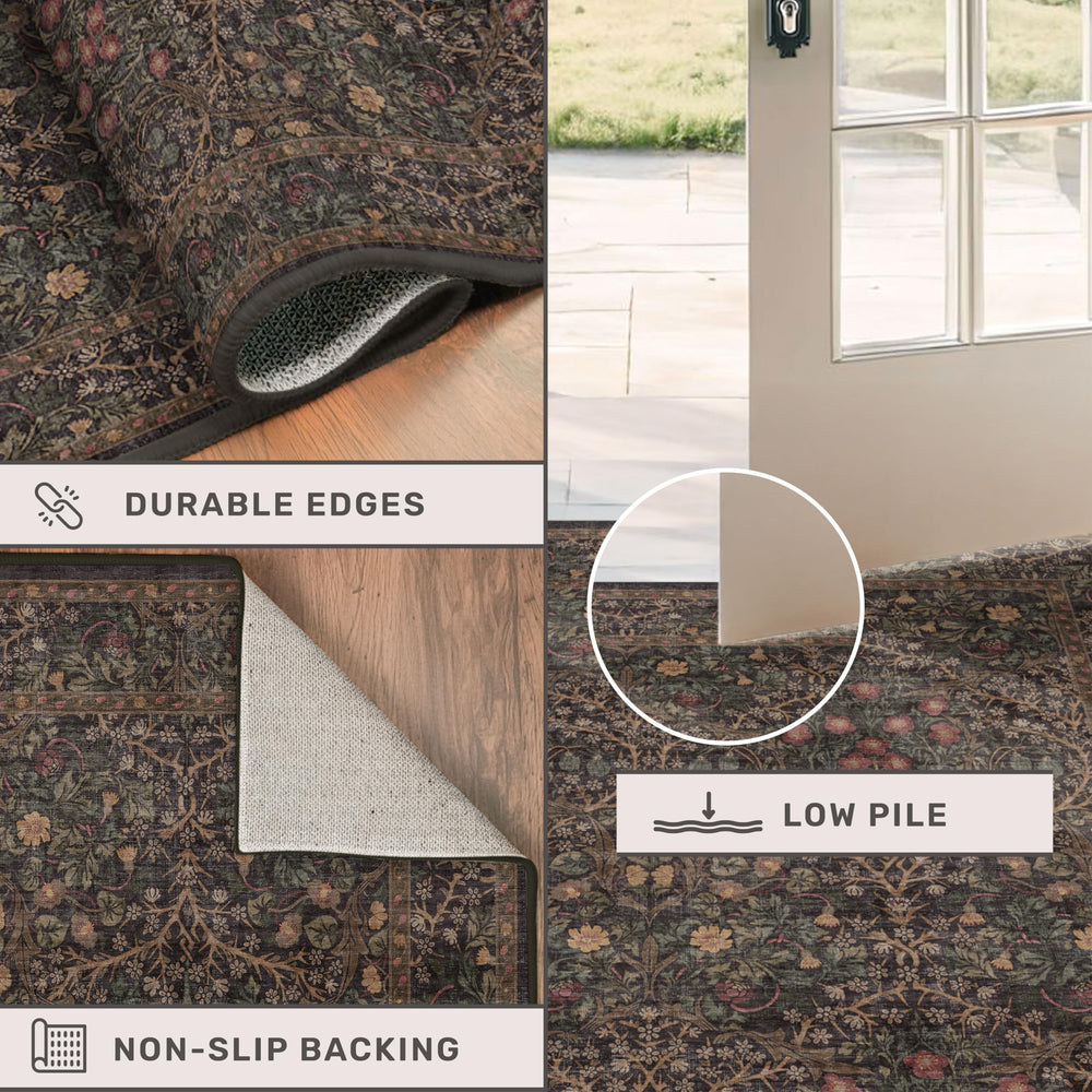 Hazo Haus tapis 2x3 à côté d'une règle, illustre l'échelle et l'ajustement compact