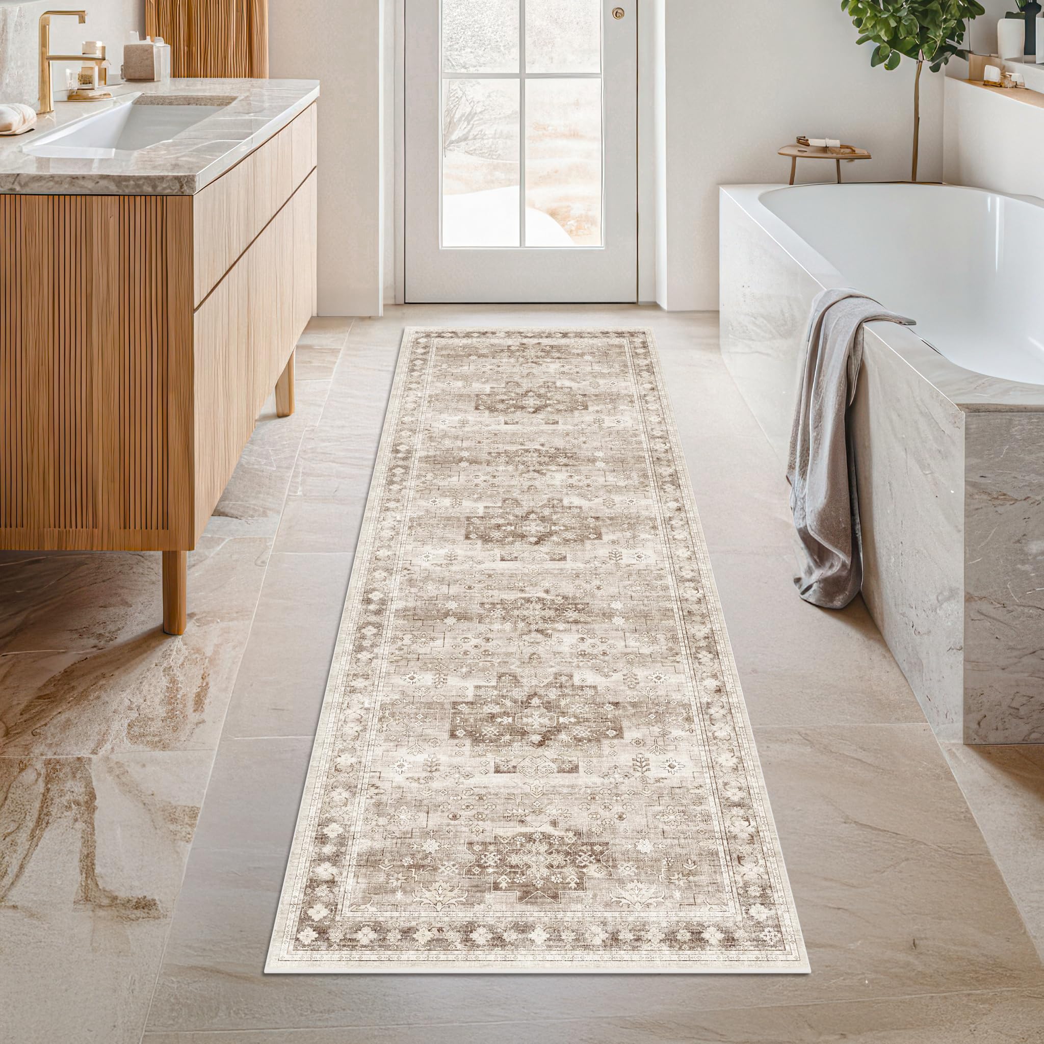Hazo Haus vue avant du tapis beige montrant style boho et confort
