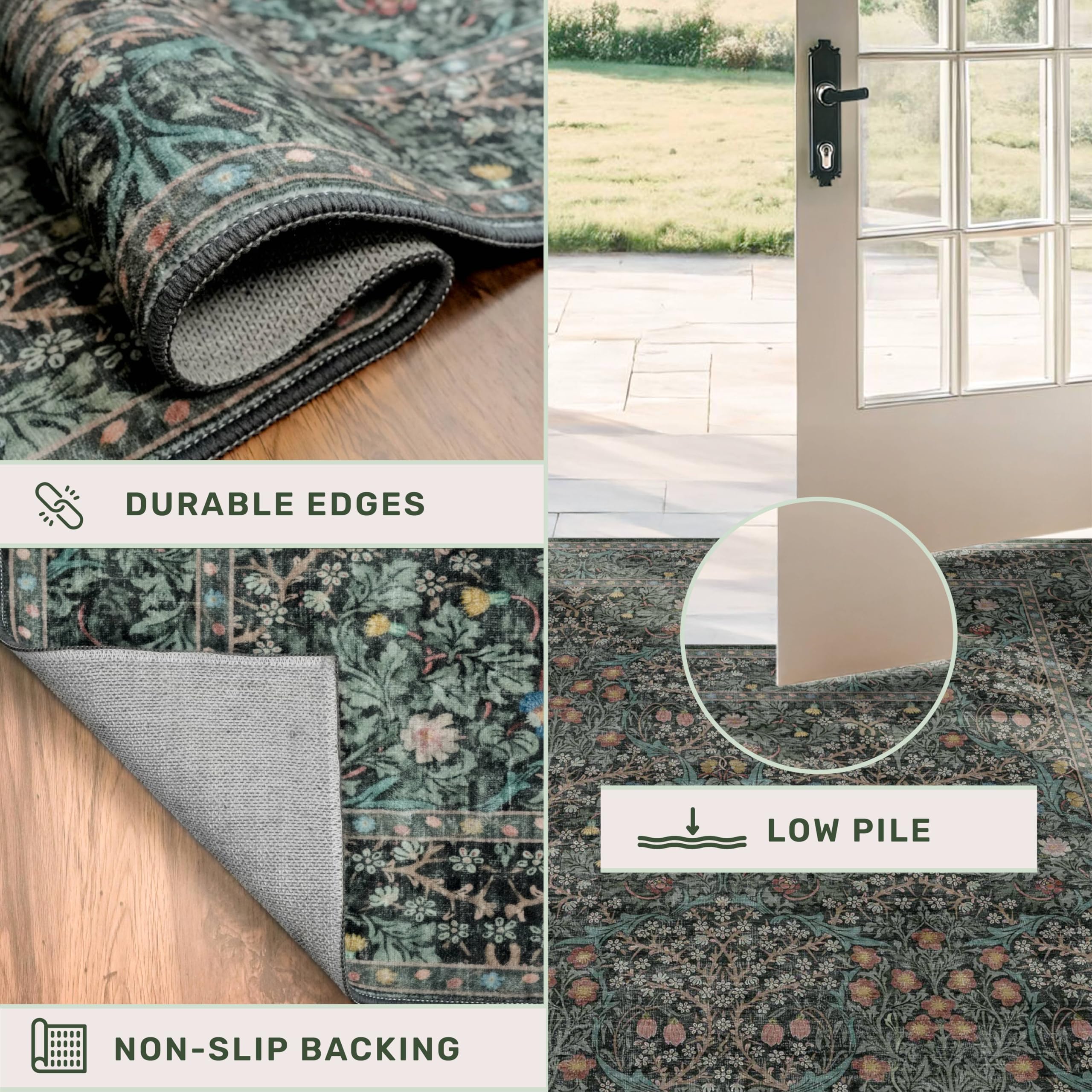 Hazo Haus comparaison de taille 2x4 montrant l'échelle du tapis par rapport aux meubles