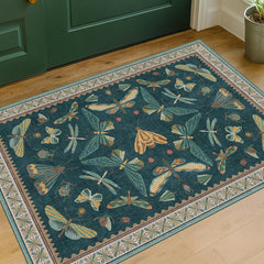 Hazo Haus vue avant du tapis 2x3 teal vert apportant une entrée accueillante
