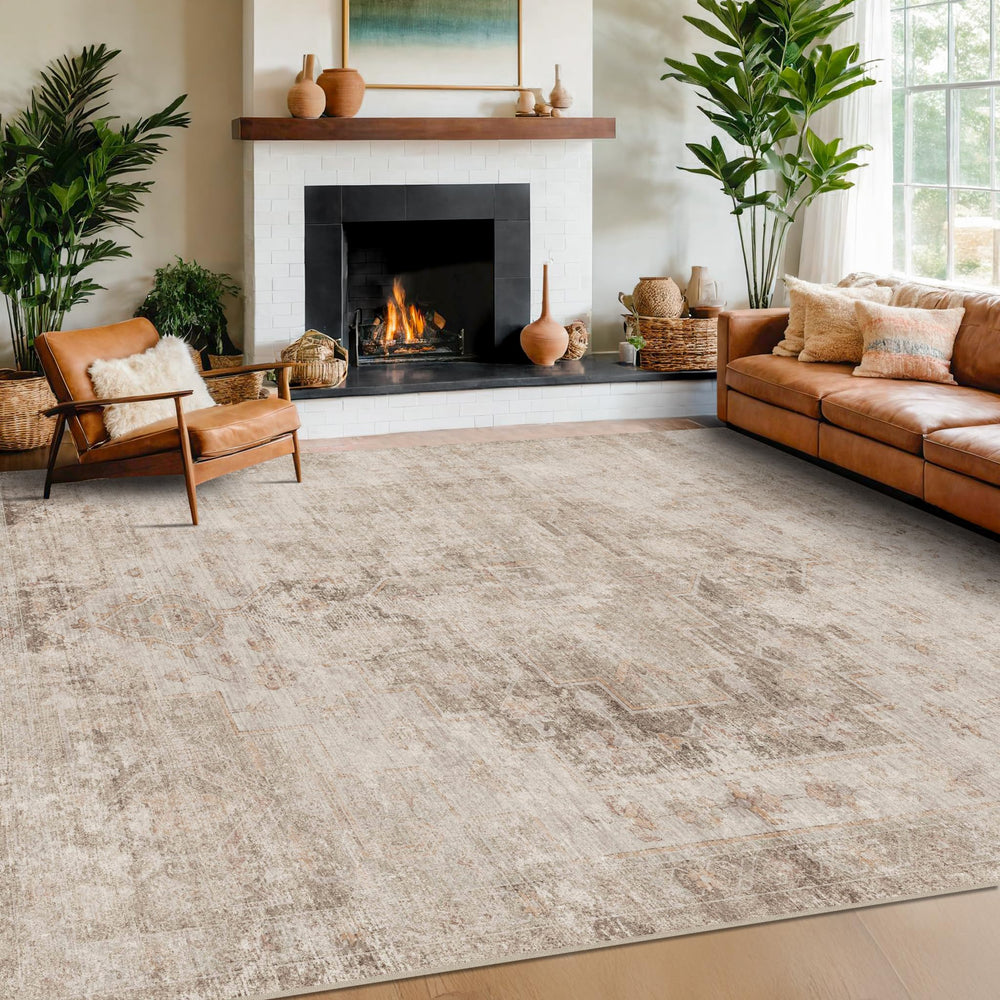 Hazo Haus tapis face entière beige brun apportant chaleur visuelle
