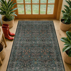 Hazo Haus tapis face avant montrant motif floral et élégance vintage