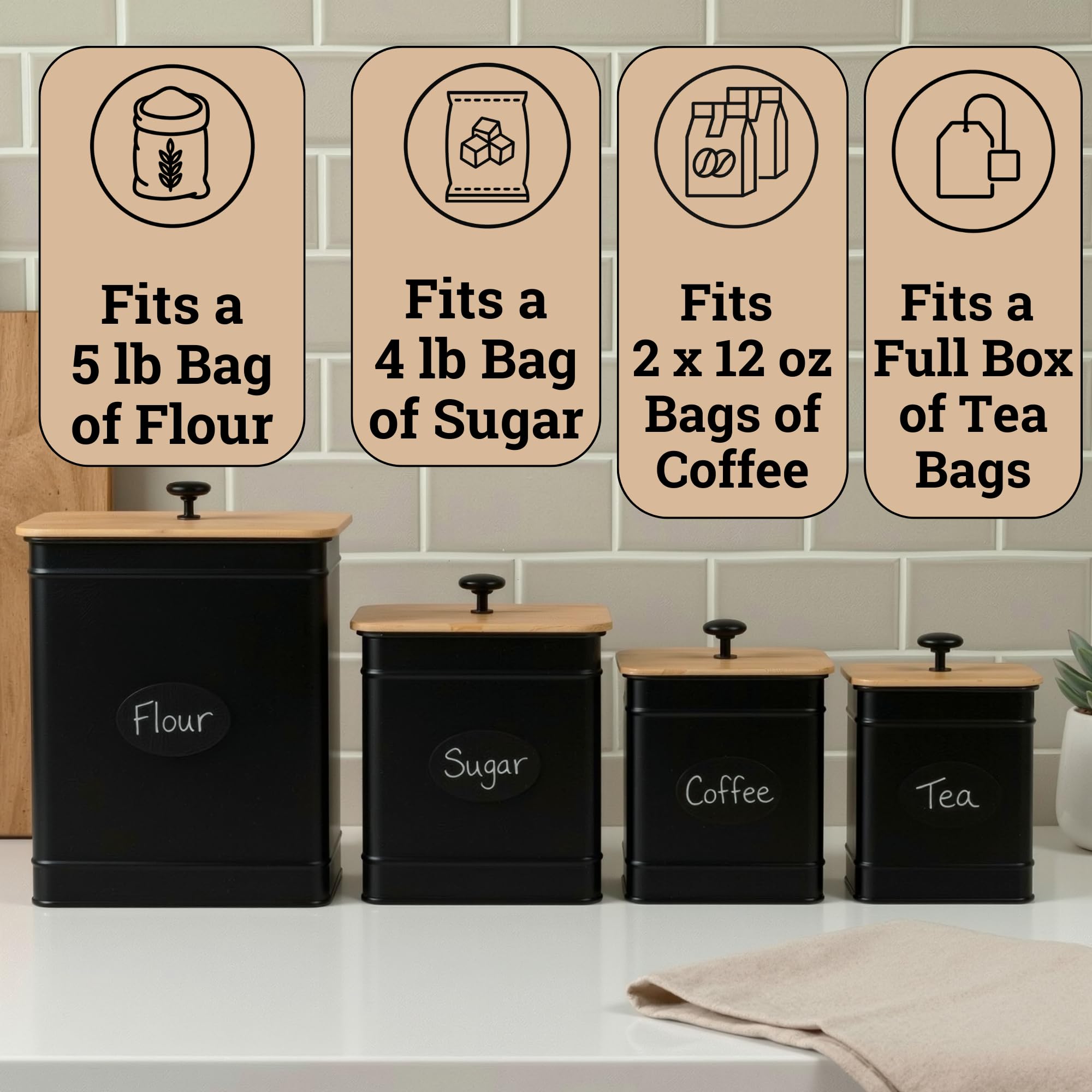 HB Design Co. grand bocal ouvert contenant une cuillère pour service facile
