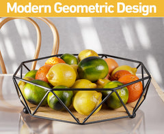 HB Design Co. corbeille remplie de fruits sur comptoir, optimisation d'espace visible