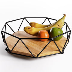 HB Design Co. corbeille face avant montrant le contraste métal et bambou élégant