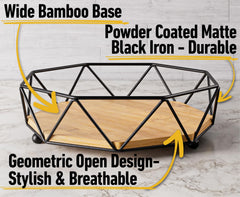 HB Design Co. gros plan base bambou lisse pour rangement alimentaire sûr