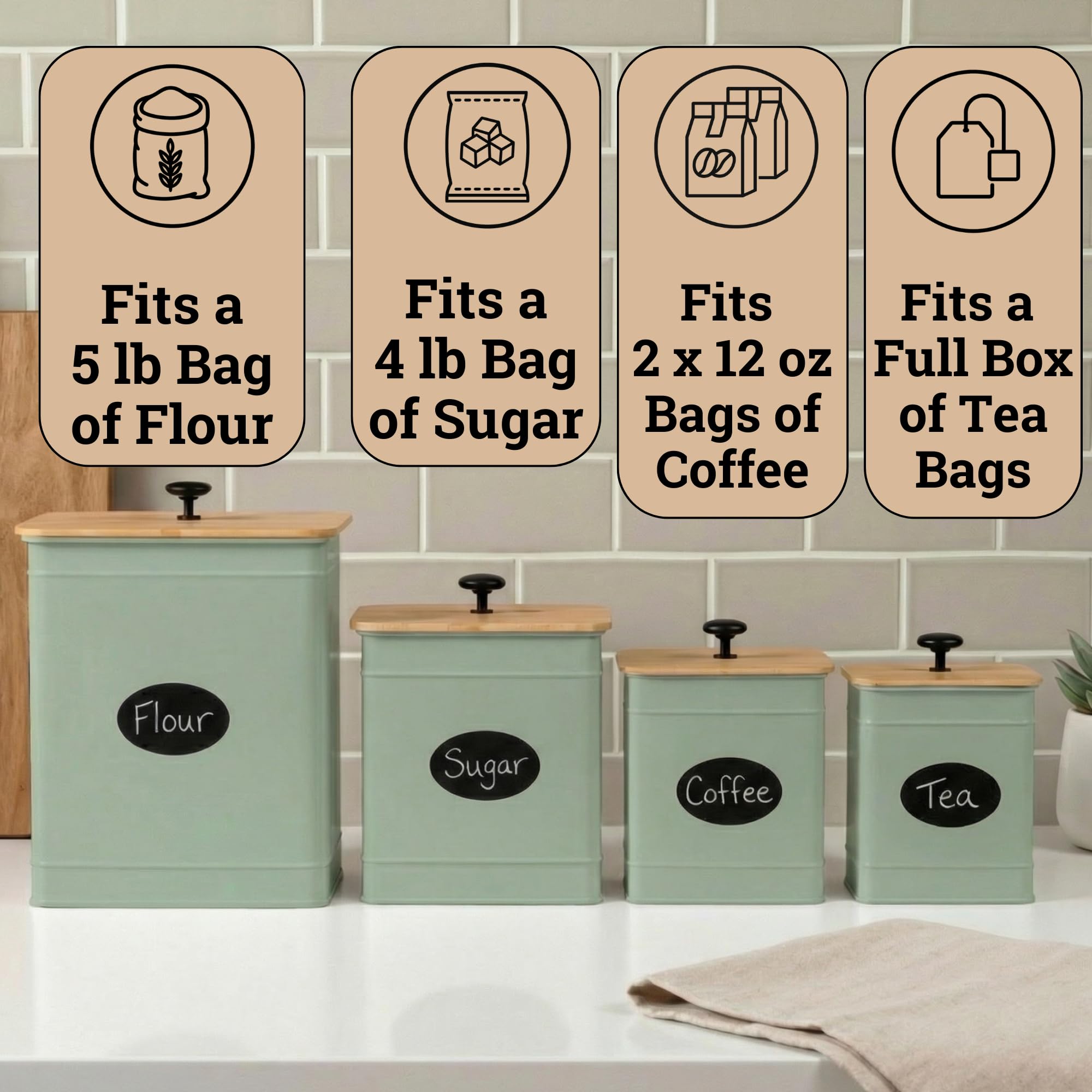 HB Design Co. ouverture large du bocal facilitant ajout de tasses à mesurer