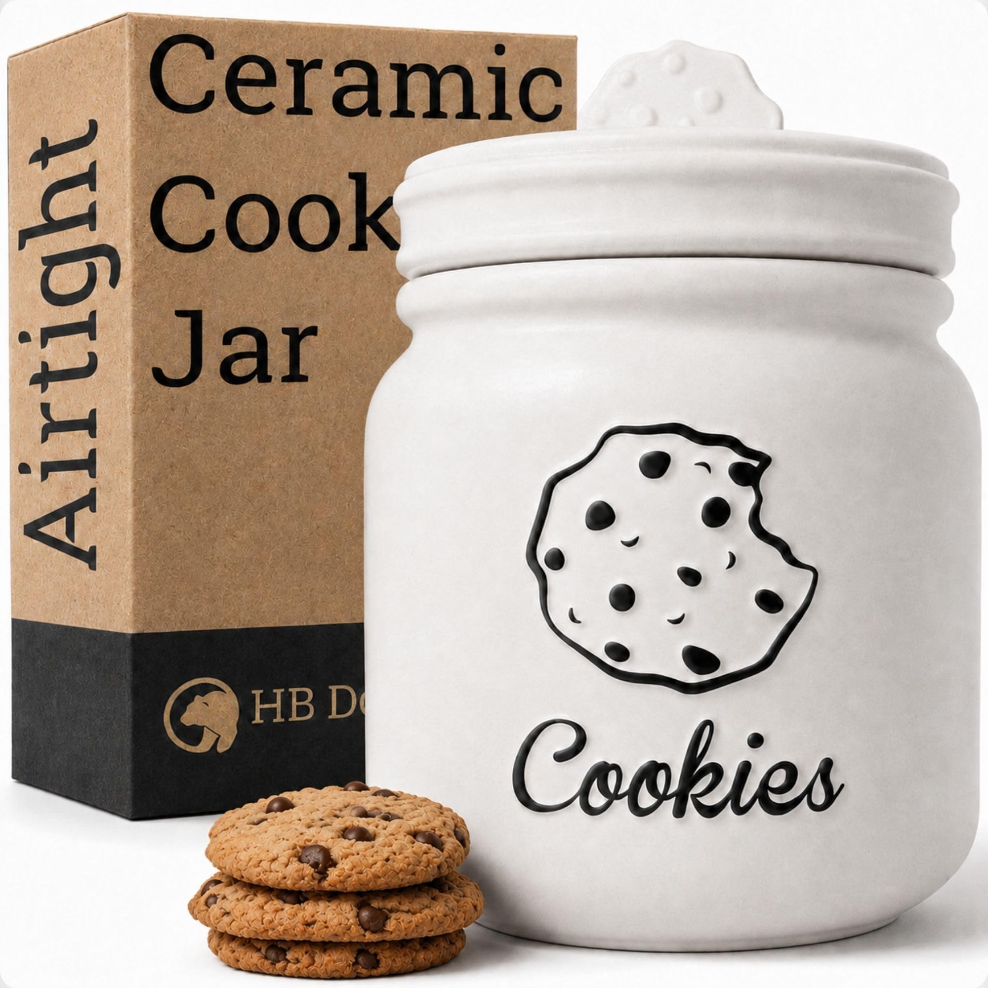 HB Design Co. pot à biscuits vue de face élégante et gain d'espace