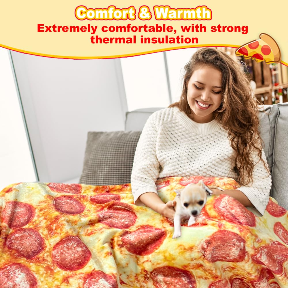 HDFK couverture pizza étalée sur un lit double, grande taille pratique