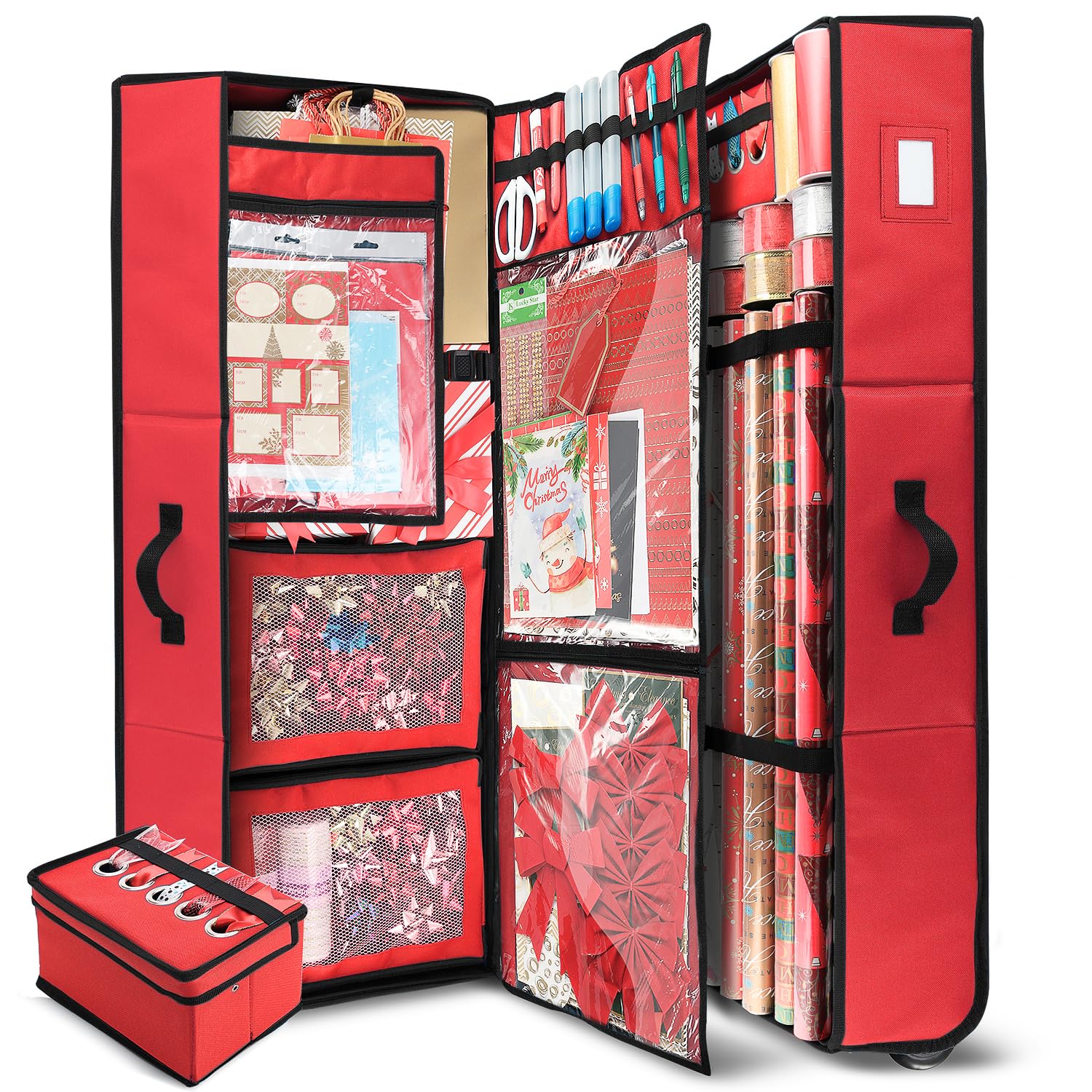 Hearth & Harbor vue avant du coffret rouge protecteur et organisé