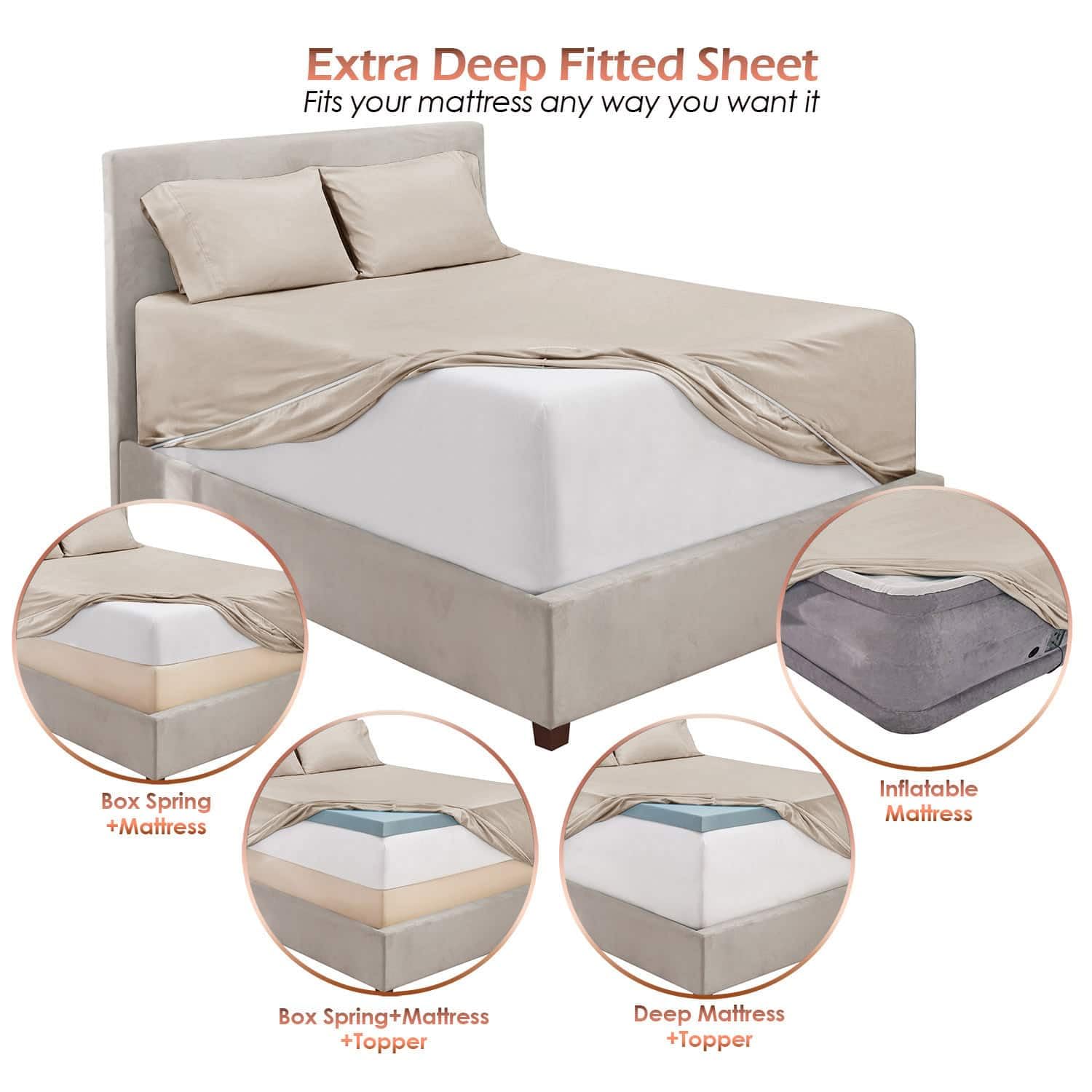 Hearth & Harbor drap-housse poche extra profonde bien ajusté, maintien sûr