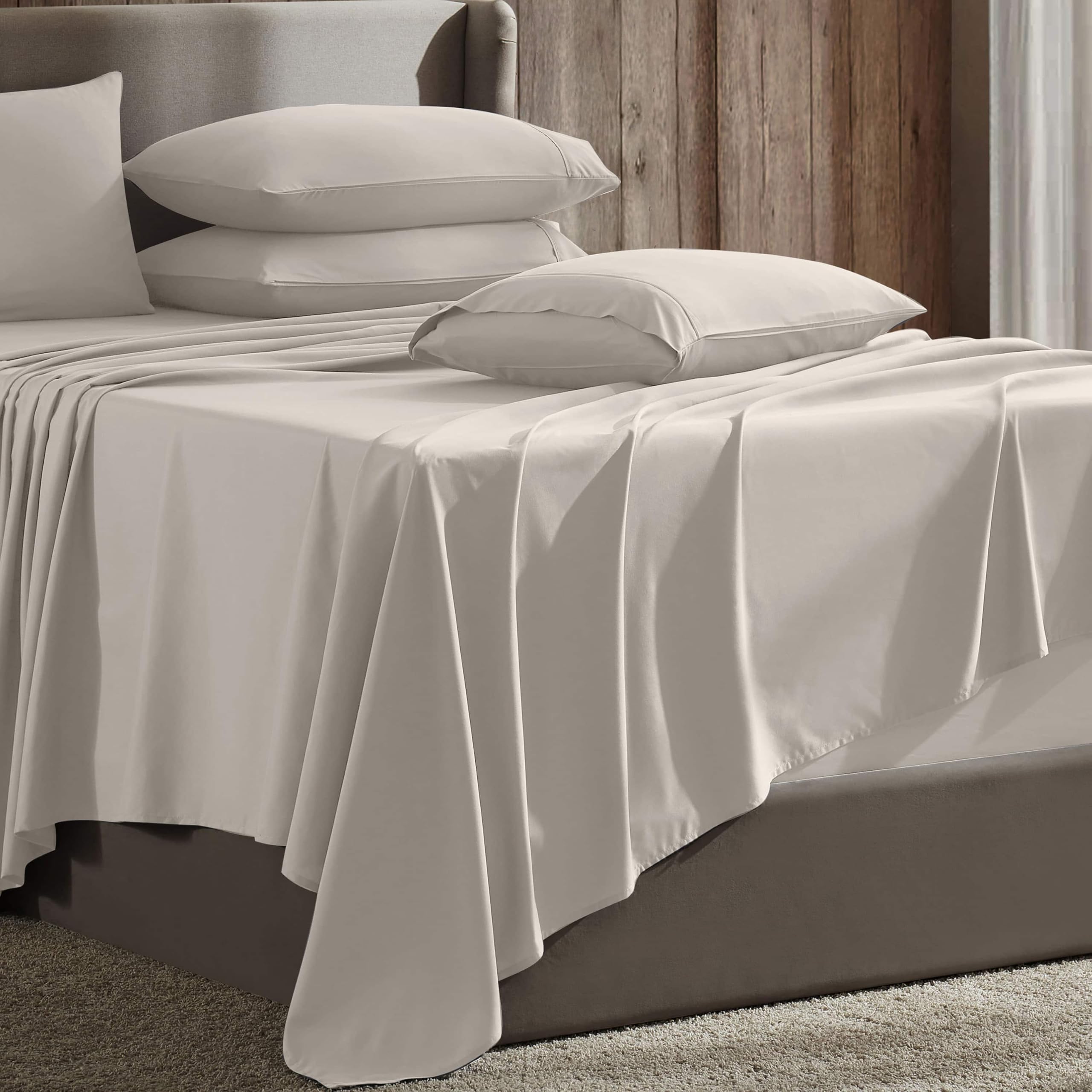 Hearth & Harbor zoom sur le drap-housse montrant la microfibre double brossée et maintien