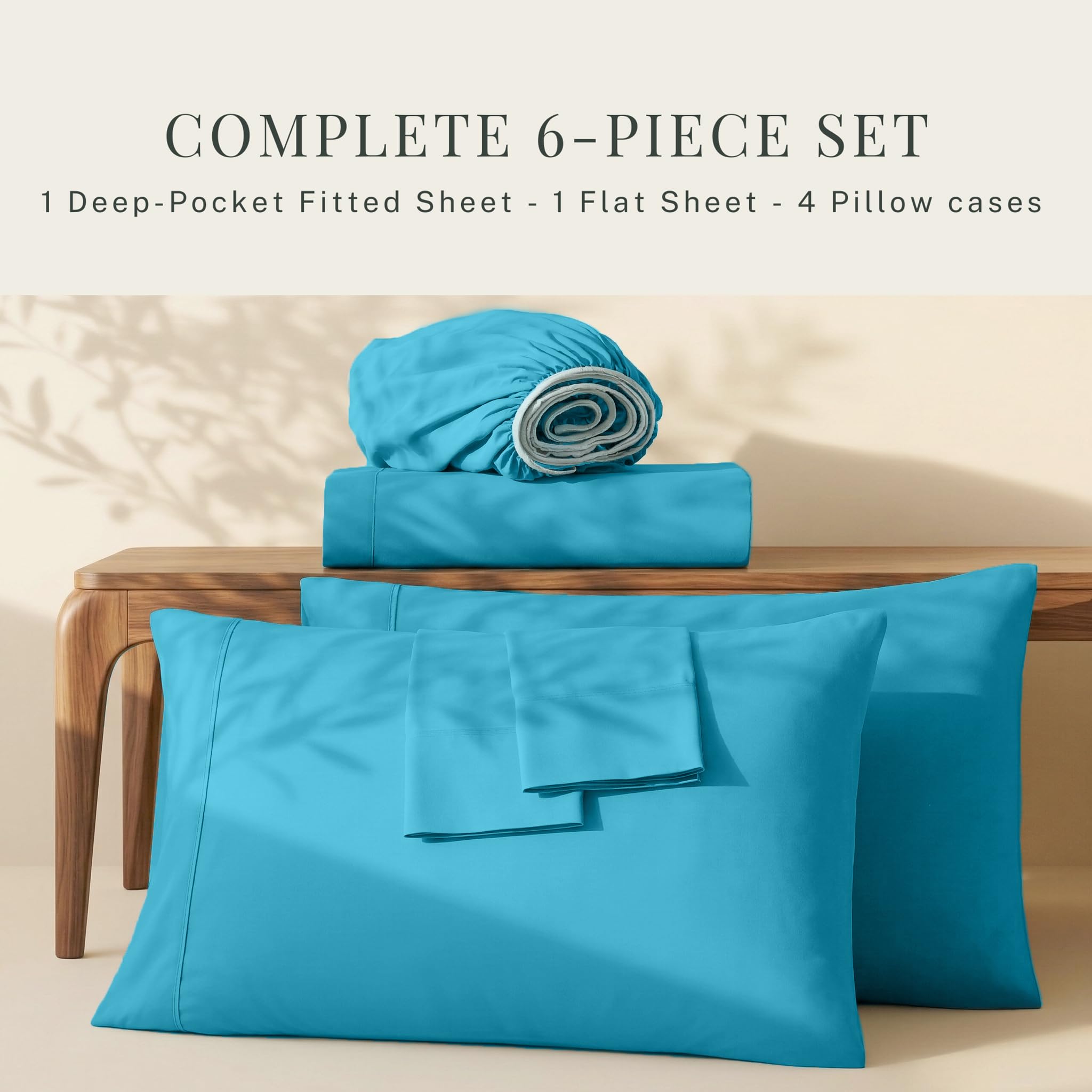 Hearth & Harbor drap plat retombant sur lit, couverture généreuse et nette