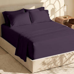 Hearth & Harbor packaging face montrant la parure eggplant et l’offre 6 pièces