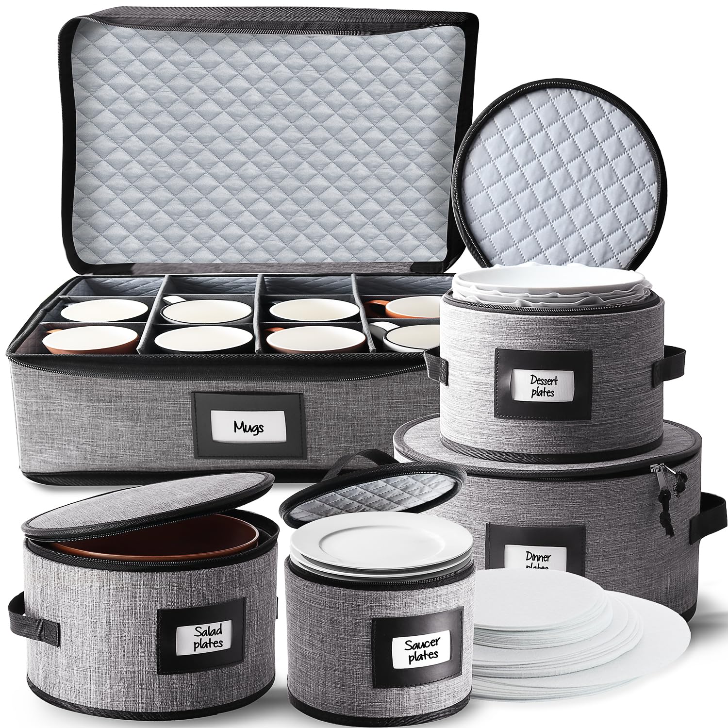 Hearth & Harbor vue de face du coffret gris protégeant la vaisselle