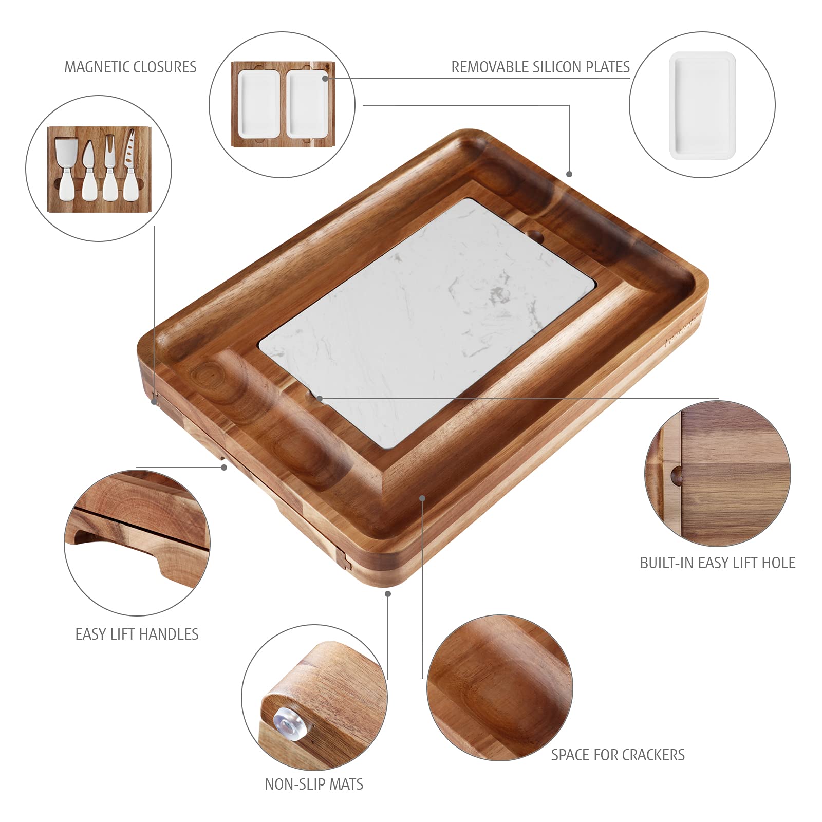hecef couteaux en inox avec mini aiguiseur pour découpe précise
