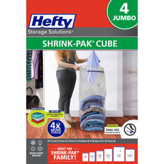 Hefty cube avant emballage montrant gain de place instantané