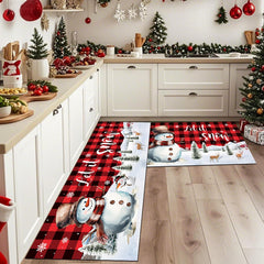HEHJIPY tapis devant évier carreaux rouges apporte ambiance festive et sécurité