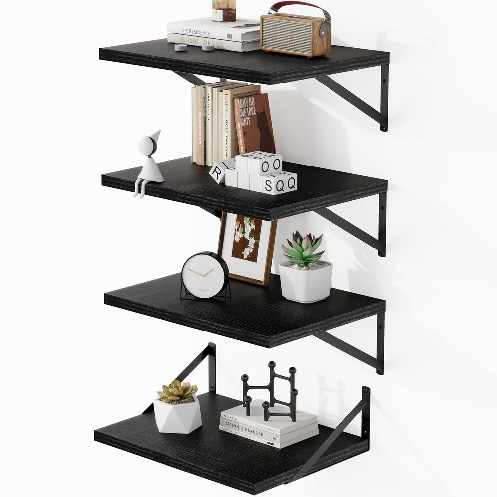 Heimlove étagère face avant noir montrant design élégant et gain d'espace