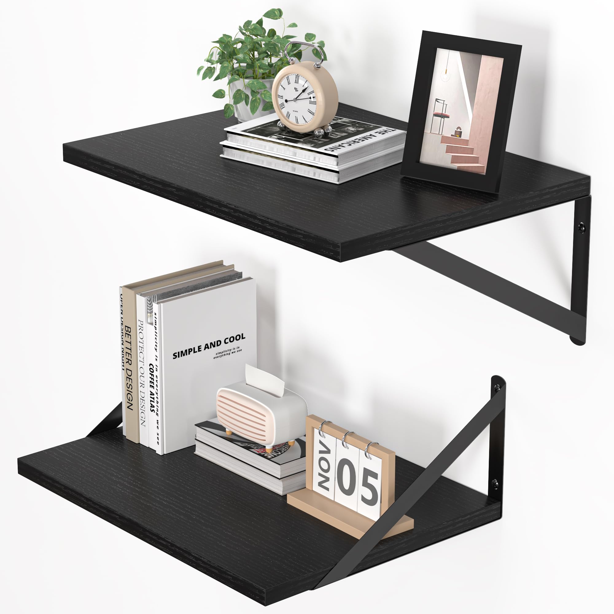 Heimlove étagère flottante face avant noire, solution gain de place