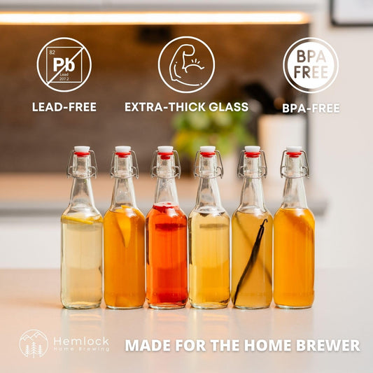 Hemlock Home Brewing détail verre épais montrant solidité et sécurité de stockage