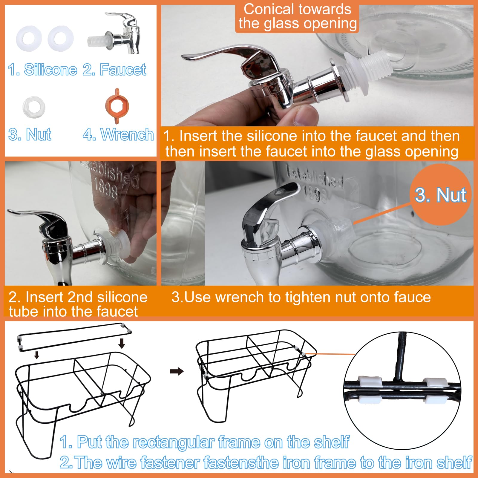HENABLE comparaison d'échelle montrant capacité 1 gallon et ergonomie