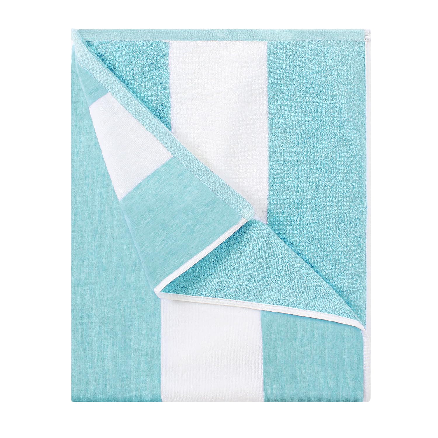 Serviette HENBAY face avant rayée turquoise, large surface pour confort
