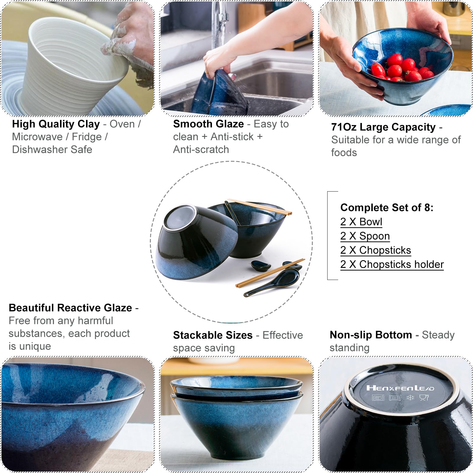 HENXFEN LEAD cuillère en céramique posée pour dégustation pratique