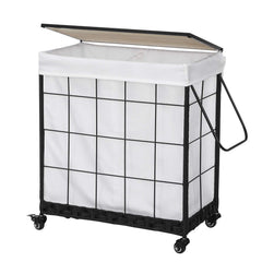 Hermina panier face avec couvercle bois protégeant linge, rangement soigné