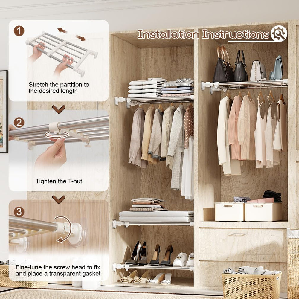 Hershii installé dans un placard pour organiser vêtements et gain de place