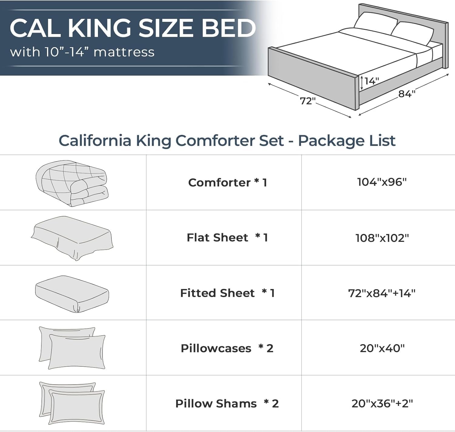 HEVUMYI comparaison taille California King montrant dimensions oversize