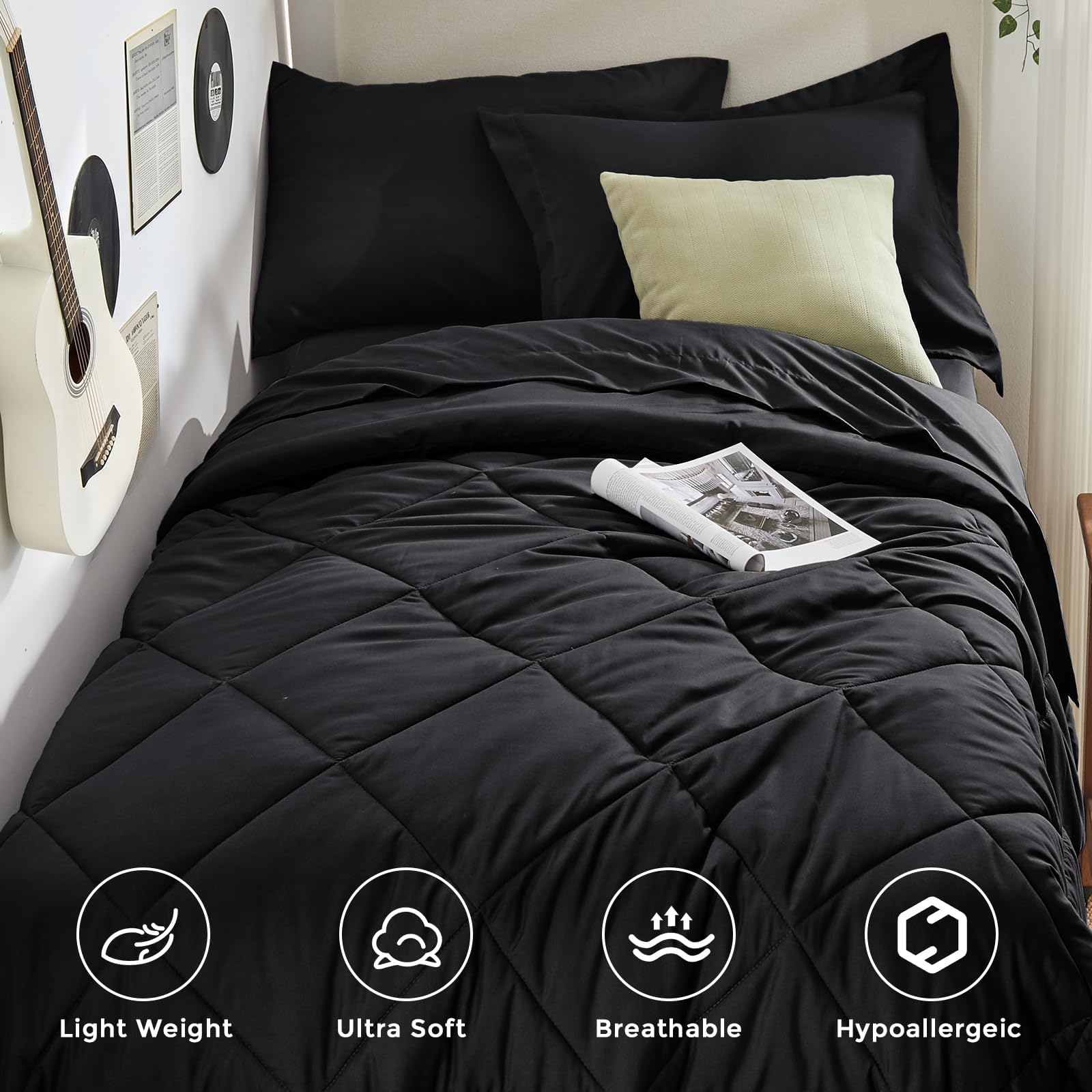 HEVUMYI gros plan microfibre montrant douceur et confort respirant