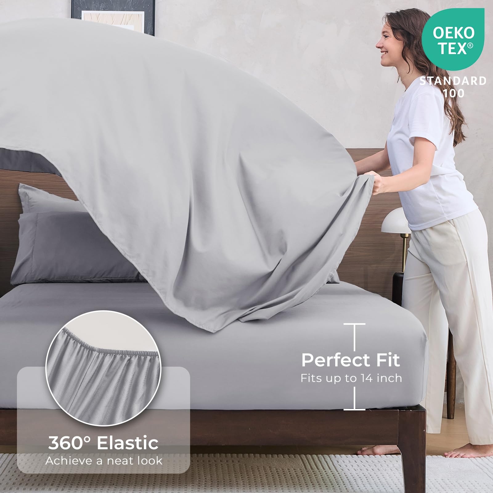 HEVUMYI drap-housse élastique 360° assurant un maintien parfait du matelas