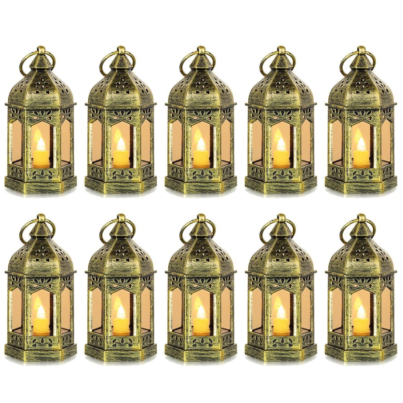 Hewory lanterne dorée face montrant design hexagonal et avantage esthétique
