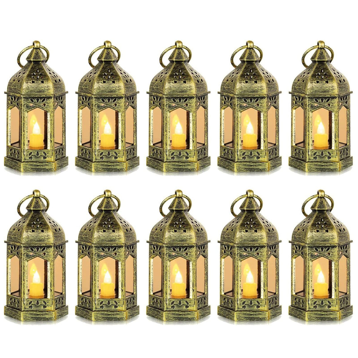 Hewory lanterne dorée face montrant design hexagonal et avantage esthétique