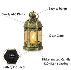 Hewory lanterne dorée LED vacillante gros plan créant ambiance chaleureuse