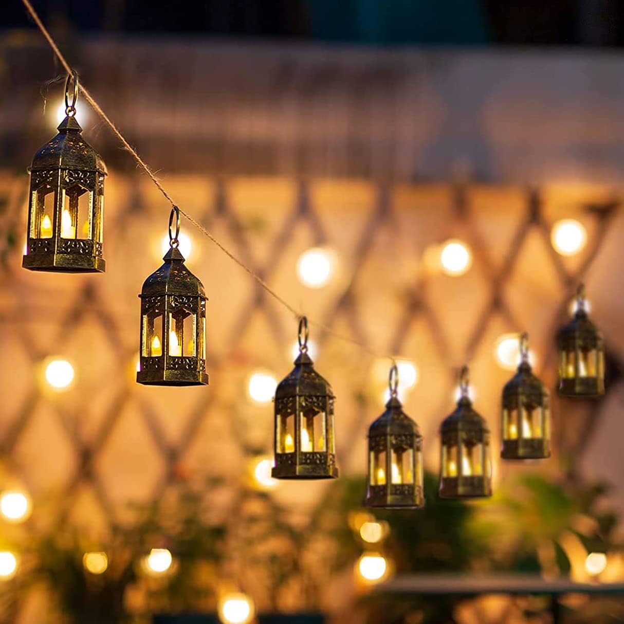 Hewory lanterne dorée suspendue en fête ajout décor élégant et sûr