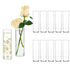 Hewory vue avant du lot de 12 vases montrant la transparence et la présentation pratique