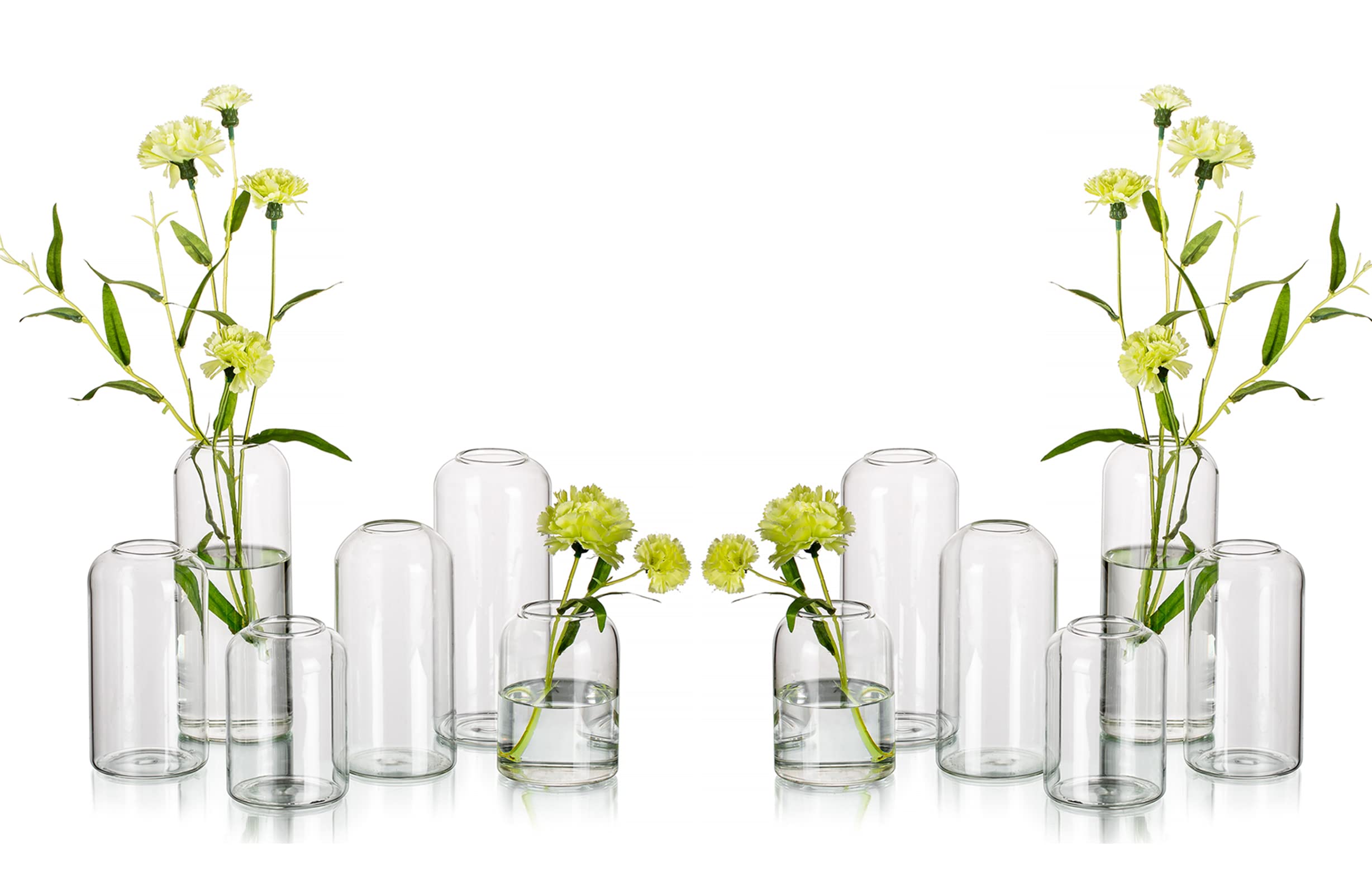 Hewory lot de 12 vases avant plan montrant silhouette élégante et polyvalence