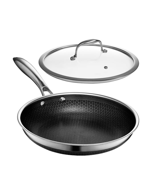 HexClad vue avant de la poêle 10 pouces montrant finition professionnelle