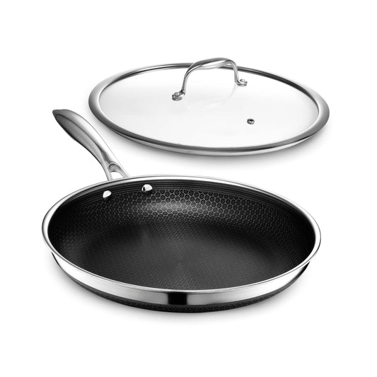 HexClad détail du bord en verre ajusté pour meilleure étanchéité