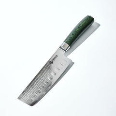 HexClad vue avant du couteau Nakiri montrant lame et manche, précision de coupe