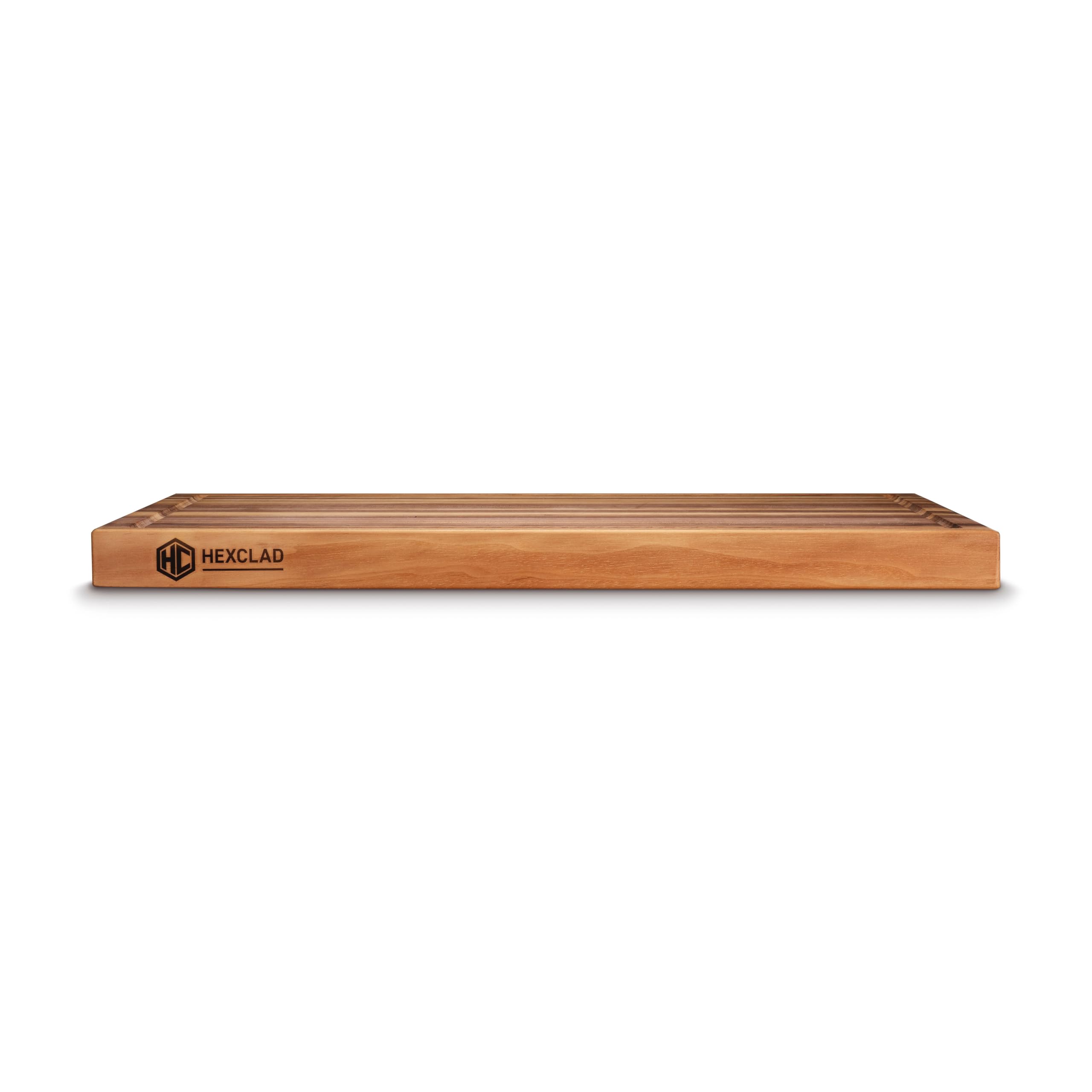 HexClad planche noyer en usage découpe viande montre contrôle des jus