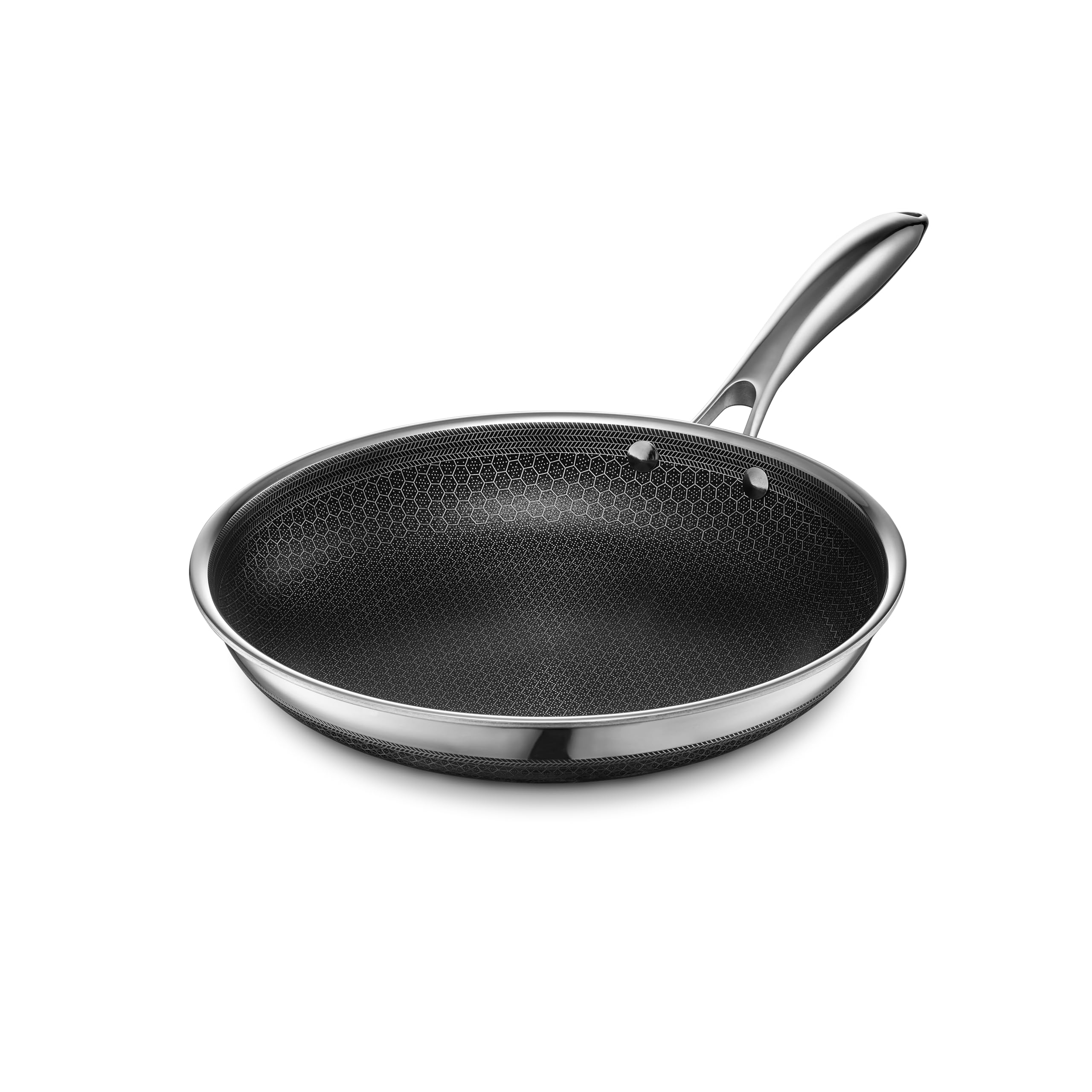 HexClad poêle 10" face avant montrant l'ensemble et les bords, pratique polyvalence