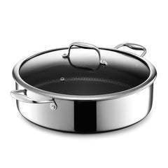 HexClad poêle sauté vue frontale montrant la capacité et la robustesse