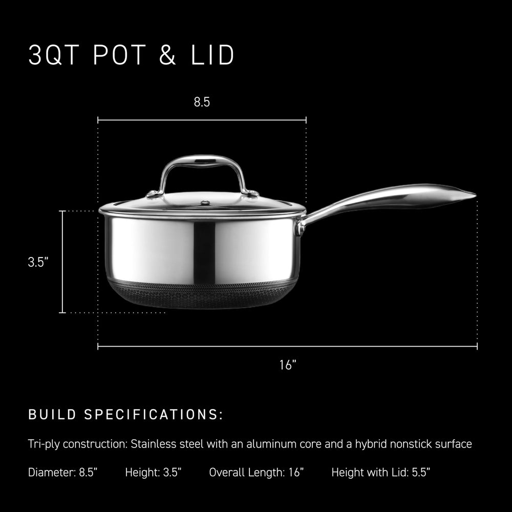 HexClad couvercle en verre trempé posé sur la casserole pour surveillance visuelle