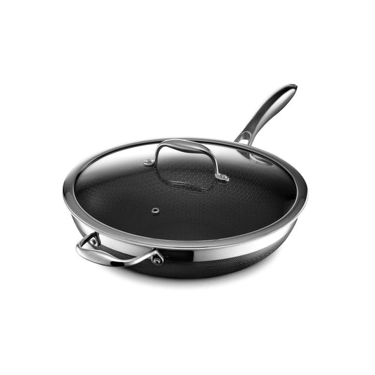 HexClad wok 12" face avant montrant design et finition pour cuisson polyvalente